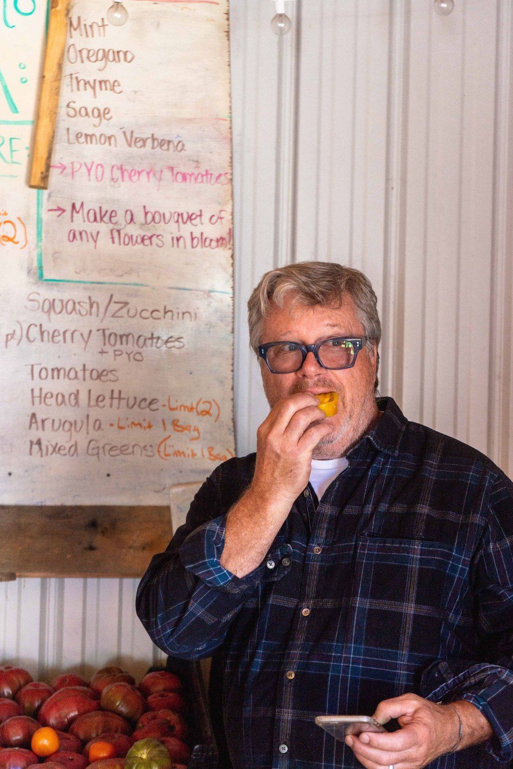 Frank McClelland at a farm stand in Essex